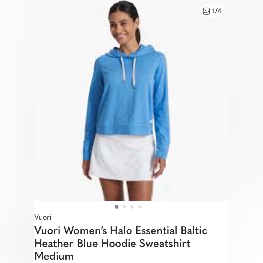 Vuori Halo Essential Baltic Heather Hoodie Medium